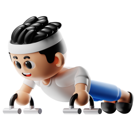 Man Doing Push Up Stand  3D Illustration