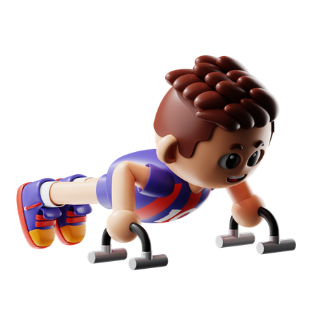 Man Doing Push Up Stand  3D Illustration