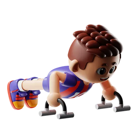 Man Doing Push Up Stand  3D Illustration