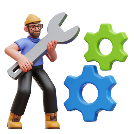 Man Doing Repair Work  3D Icon