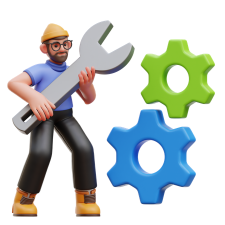 Man Doing Repair Work  3D Illustration