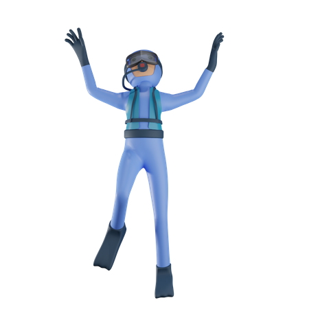 Man Doing Scuba Diving  3D Illustration