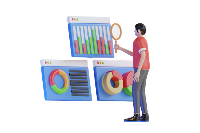 Man doing Search analysis  3D Illustration