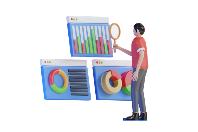 Man doing Search analysis  3D Illustration