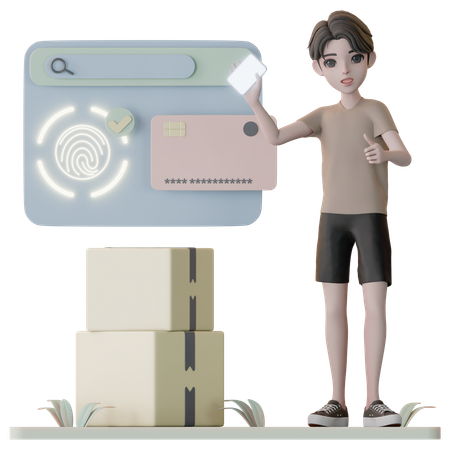 Man Doing Secure Card Payment  3D Illustration