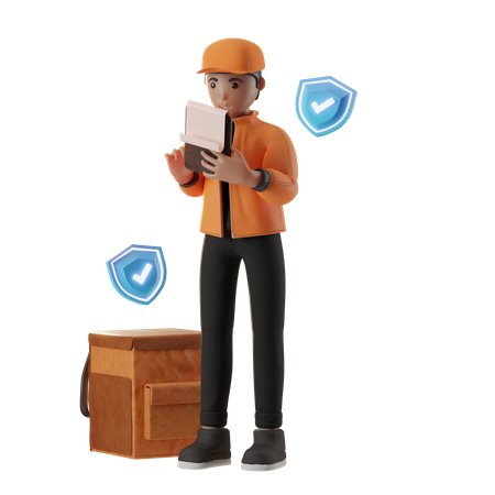 Man Doing Secure Delivery  3D Icon