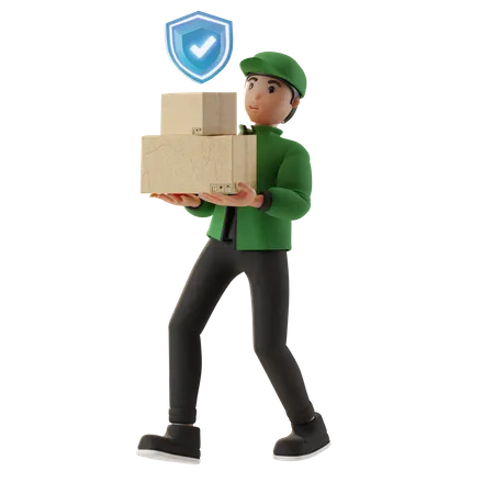 Man doing secure delivery  3D Illustration