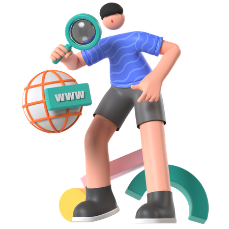 Man Doing SEO Analysis  3D Icon