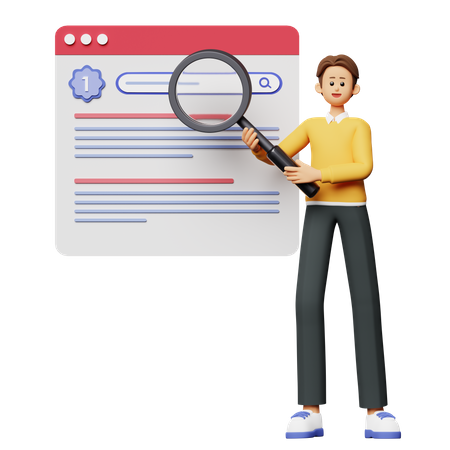 Man Doing SEO Marketing  3D Icon
