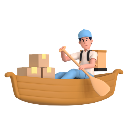 Man Doing Shipping Delivery  3D Illustration