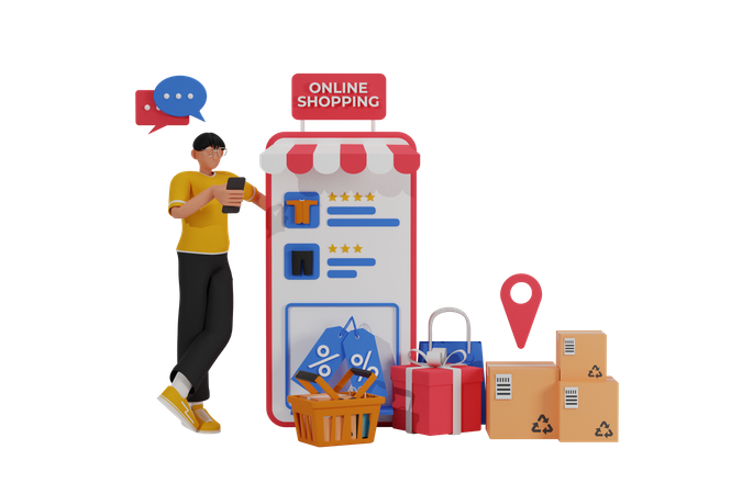 Man doing shopping on online sale  3D Icon