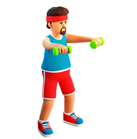 Man doing Shoulder Exercise  3D Illustration