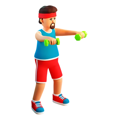 Man doing Shoulder Exercise  3D Illustration