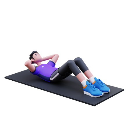 Man Doing Sit Up  3D Illustration