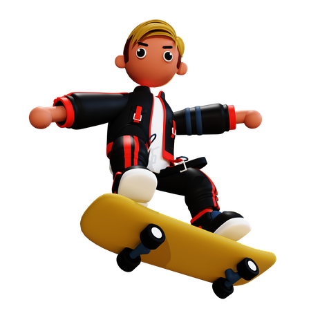Man doing skateboarding  3D Icon