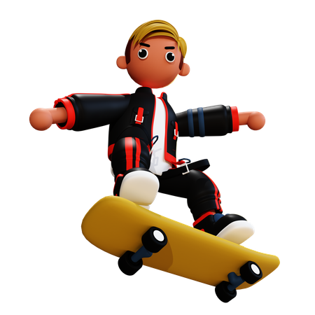 Man doing skateboarding 3D Illustration
