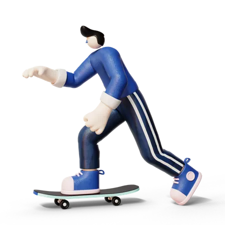 Man Doing Skating 3D Illustration