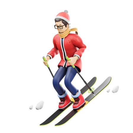 Man Doing Skiing  3D Icon