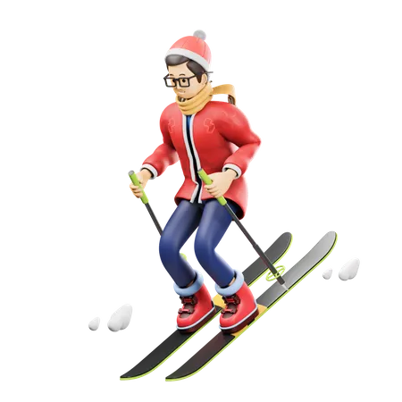 Man Doing Skiing  3D Icon