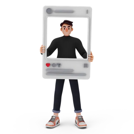 Man doing social media marketing  3D Illustration