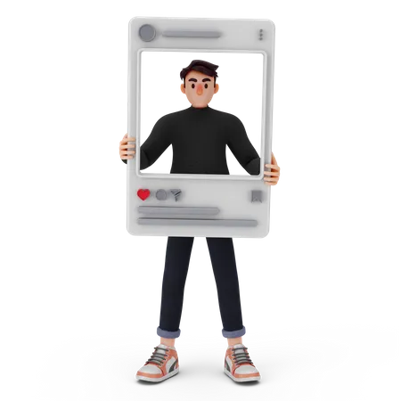 Man doing social media marketing 3D Illustration