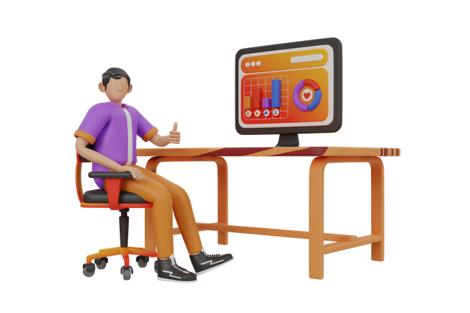 Man doing social media marketing analysis  3D Illustration