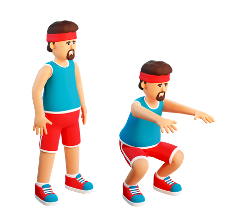 Man doing squats  3D Icon