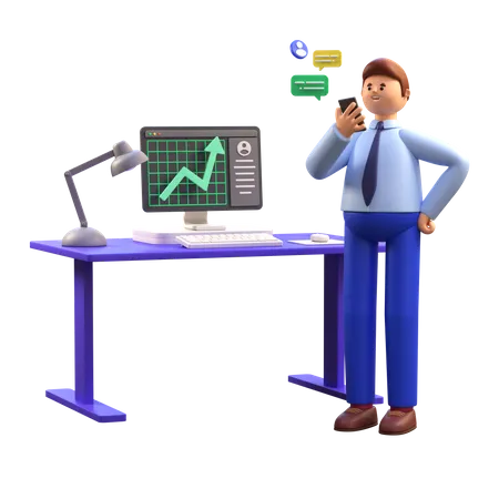 Man doing stock trading  3D Illustration