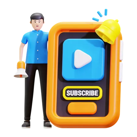 Man Doing Subscription Marketing  3D Illustration