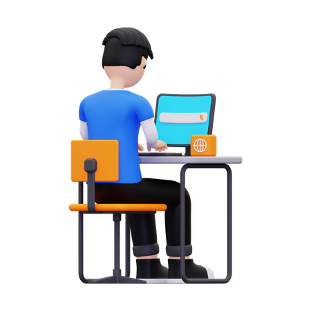 Man doing surfing on internet  3D Icon