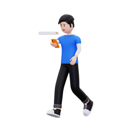 Man doing surfing on internet  3D Icon