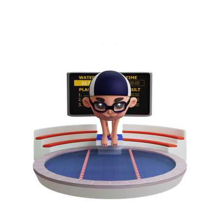 Man Doing Swimming  3D Illustration