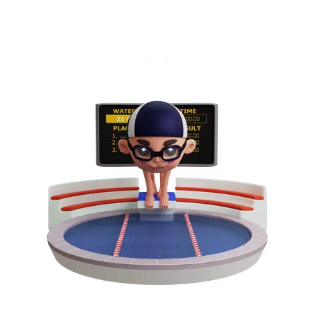 Man Doing Swimming  3D Illustration