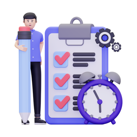 Man Doing Time Management  3D Illustration