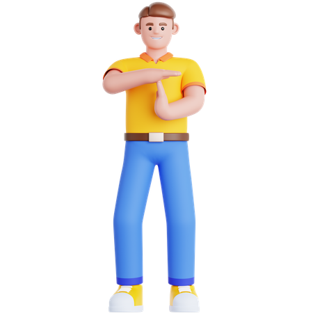 タイムアウトのジェスチャーをする男性  3D Illustration