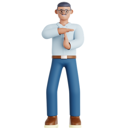 Man Doing Time Out Gesture  3D Illustration