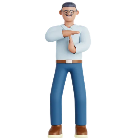 Man Doing Time Out Gesture  3D Illustration