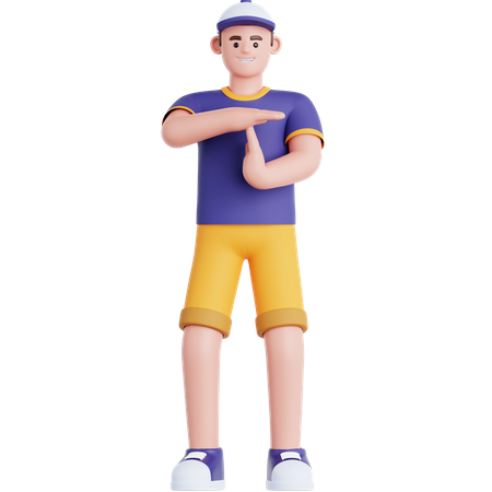 Man Doing Time Out Gesture  3D Illustration