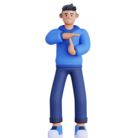 Man Doing Time Out Gesture  3D Illustration