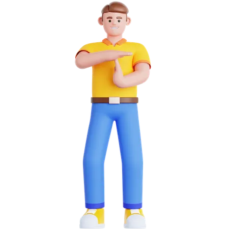 Man Doing Time Out Gesture  3D Illustration