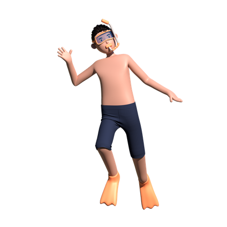 Man doing underwater diving  3D Icon
