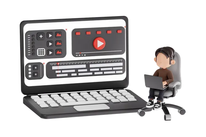 Man Doing Video Making  3D Illustration