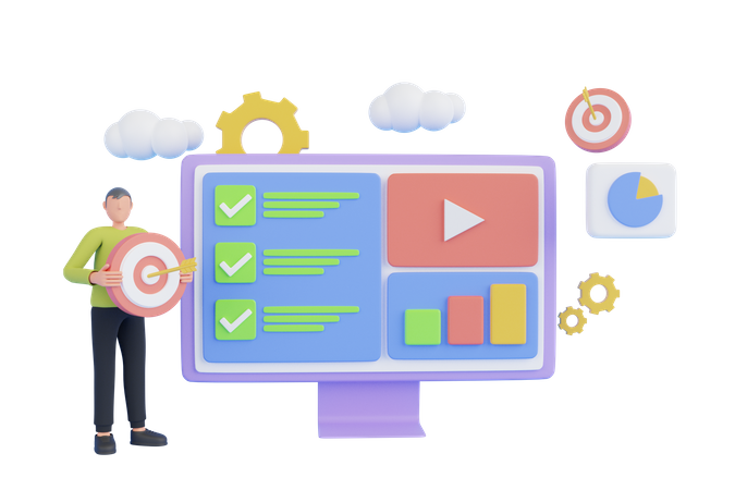 Man doing video marketing  3D Icon