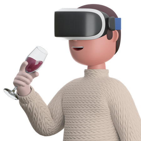 Man doing virtual Party 3D Illustration