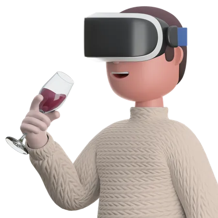 Man doing virtual Party  3D Illustration