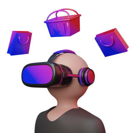 Man doing virtual shopping  3D Icon