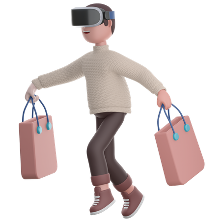Man doing Virtual Shopping  3D Icon