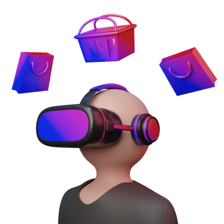 Man doing virtual shopping  3D Illustration