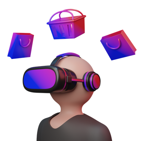 Man doing virtual shopping 3D Illustration