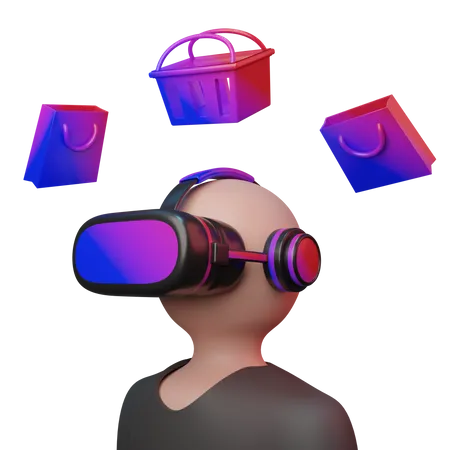 Man doing virtual shopping  3D Illustration